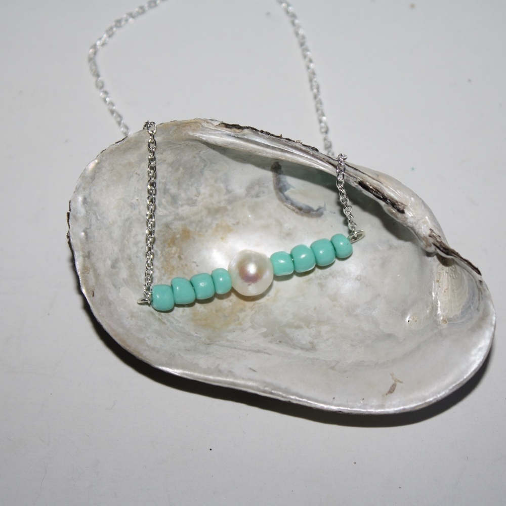 Natural Pearl and Coral Modern Necklace NWOT - Picture 3 of 5